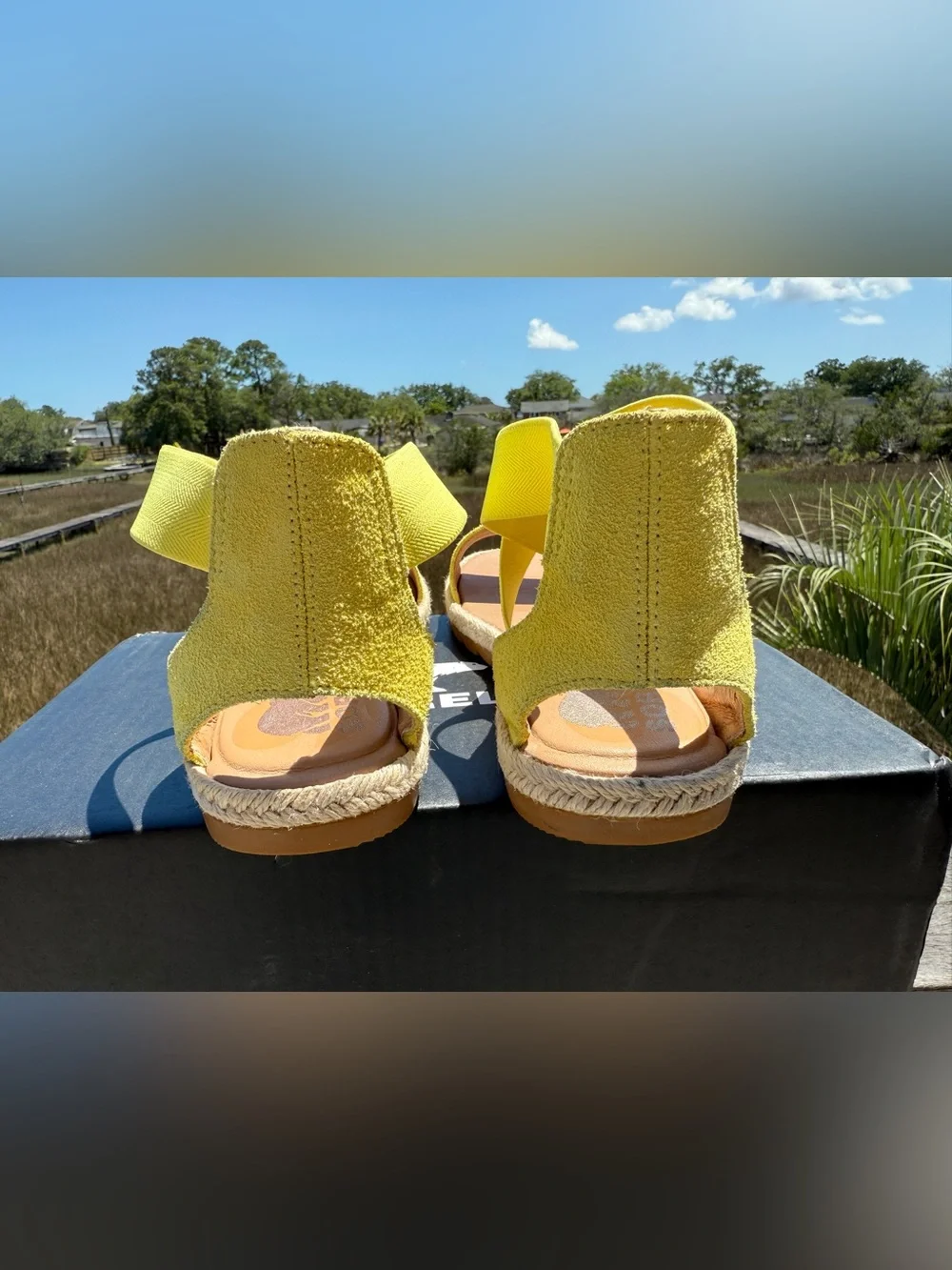 Sorel Ella II Yellow Crisscross Leather Espadrille Sandals - Women 8.5 US